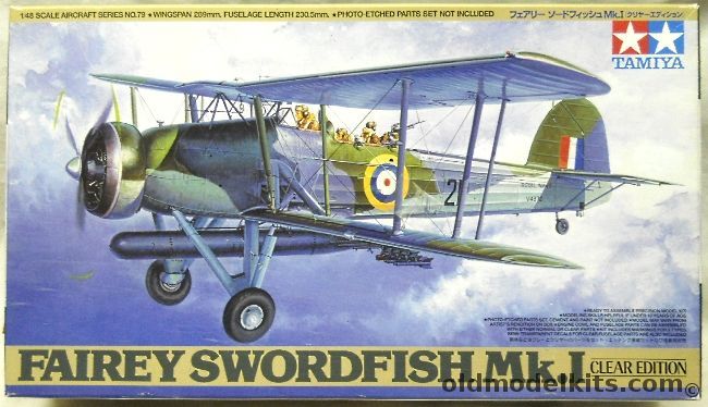 Tamiya 1/48 Fairey Swordfish Mk.1 Clear Edition Plus Tamiya Bracing Wire Photoetch Set- HMS Ark Royal for Bismarck Attack, 61079 plastic model kit